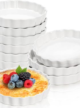 6个装陶瓷披萨盘焦糖布丁碟Porcelain Creme Brulee Ramekins