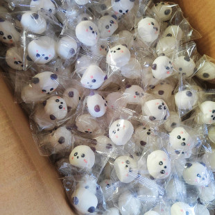 网红熊猫头棉花糖3D立体卡通造型可爱糖果奶茶咖啡摆件商用批发