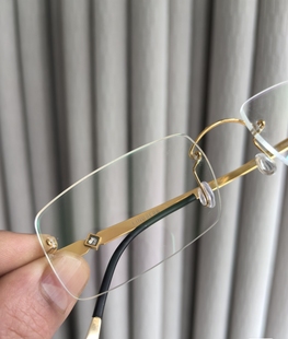 高端丹麦原装进口正品LINDBERG林德伯格18K金镶锆石方钻无框眼镜