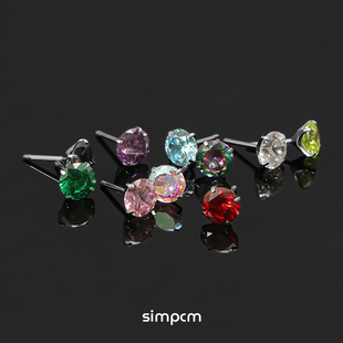 0.8MM-钛合金耳钉爆闪锆石耳骨钉耳饰推荐医用钛多耳洞搭配耳鼓钉