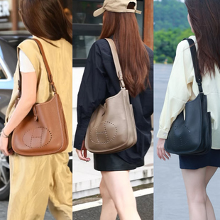 伊芙琳29菜篮子猪鼻子林迪togo头层牛皮皮扣肩带单买单肩斜挎内胆