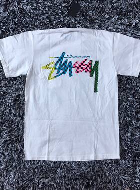现货 Stussy Checker Stock Logo TEE 经典背后彩色 短袖 T恤情侣