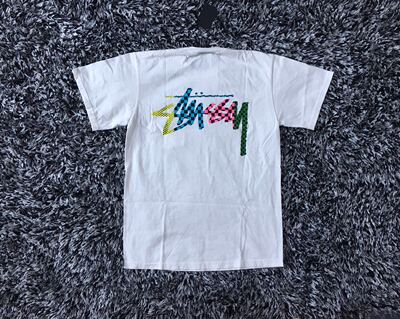 现货 Stussy Checker Stock Logo TEE 经典背后彩色 短袖 T恤情侣