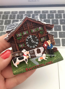 满39包邮瑞士有售树脂冰箱贴Switzerland旅行纪念品布谷鸟咕咕钟