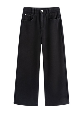 COCONUT超弹高腰显瘦高品质黑色加绒直筒加厚秋冬牛仔裤女