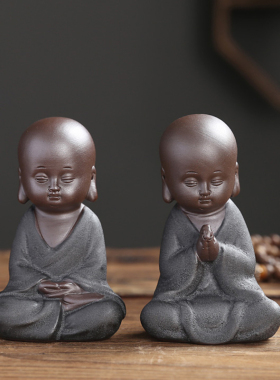 紫砂新中式客厅书房盆景玄关