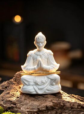 德化白瓷大圣猴子禅意摆件