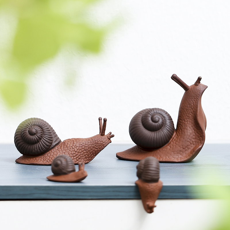 蜗牛茶盘多肉盆景鱼缸园艺摆件