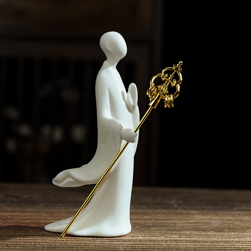 禅意白瓷无相佛摆件陶瓷小人物桌面盆栽鱼缸造景家居客厅玄关装饰