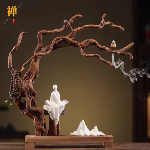 实木根雕禅意香炉摆件