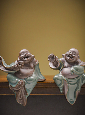 陶瓷大肚笑佛禅意中式风小摆件