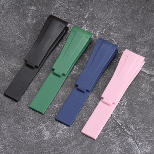 20MM橡胶硅胶表带男适用劳力士绿黑水鬼空中霸王型系列手表带配件