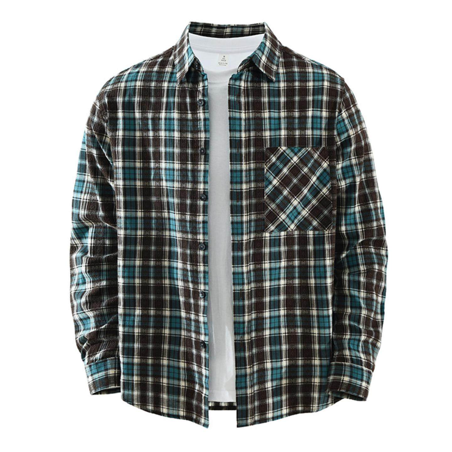 7899潮流复古格子长袖衬衫男士时尚百搭文艺休闲宽松翻领上衣外套,男装,衬衫,淘宝优惠券,粉丝福利购,淘宝优惠卷