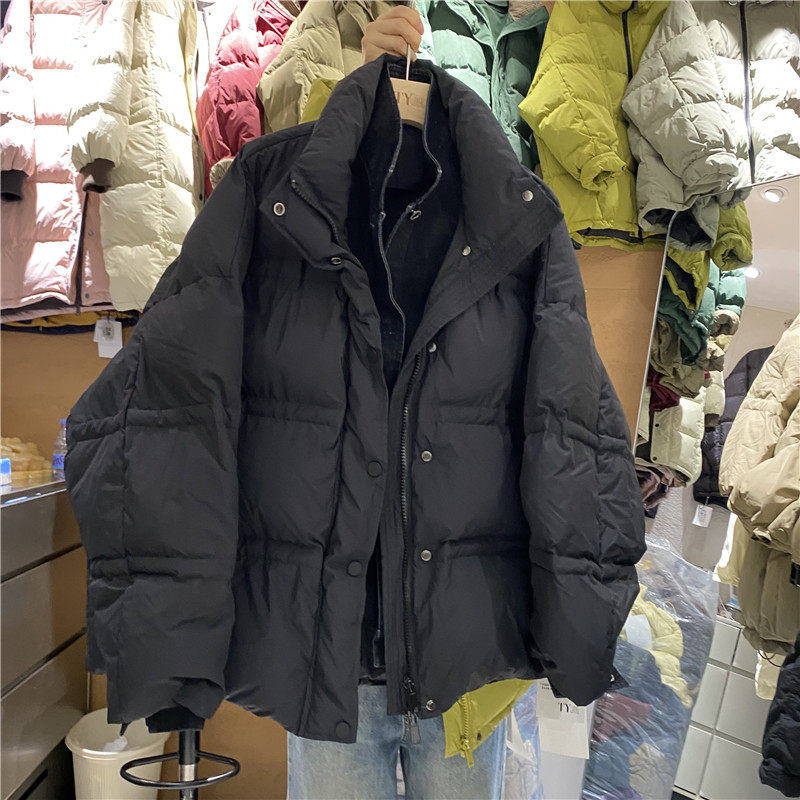 TYJR 冬季新款2025韩版宽松假两件牛仔拼接加厚羽绒服外套女55895