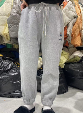 TY980 冬季新款裤子韩版松紧腰宽松显瘦加绒加厚束脚卫裤女215601