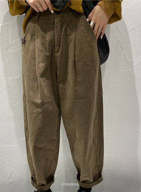 TY1980秋季新款2021韩版半松紧腰宽松百搭显瘦休闲老爹裤女215519