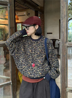 TYJR冬季新款2025棉衣韩版宽松圆领复古长袖夹棉卫衣女上衣55768