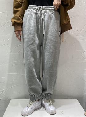 TY1980裤子冬季新款韩版松紧腰宽松加绒加厚休闲裤束脚卫裤女5613