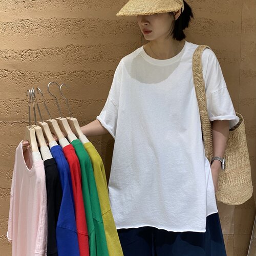 TYJR韩版宽松圆领纯棉短袖T恤女