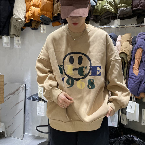 TT宽松圆领长袖加绒加厚卫衣女冬