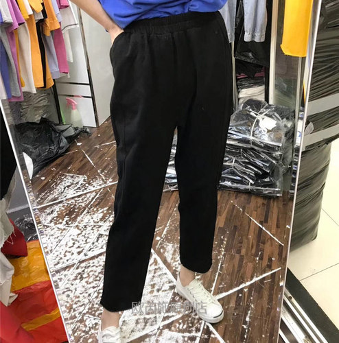 TY1980宽松松紧腰九分休闲裤女