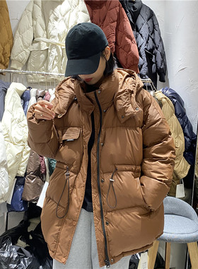 TY1980 冬季新款女装韩版宽松加厚保暖中长款连帽羽绒服女86938