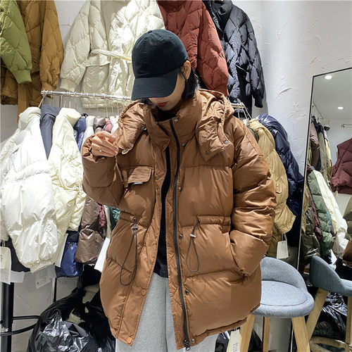 TY1980 冬季新款女装韩版宽松加厚保暖中长款连帽羽绒服女86938