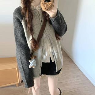 灰色针个织毛衣开冬衫 高级感搭CAM46557小子慵懒 外套女2025穿新款