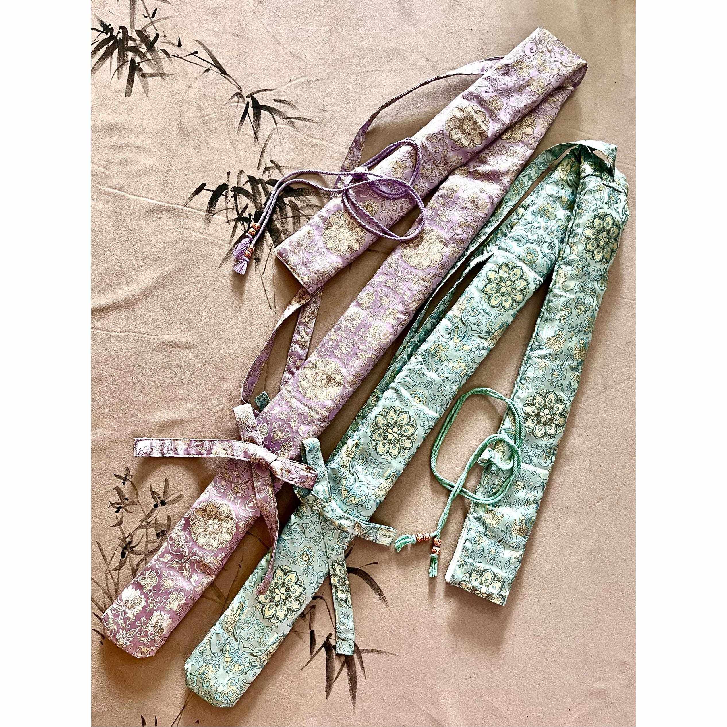 紫色优质锦缎系列笛箫尺八刀剑长弓加长加厚文玩袋新款包邮