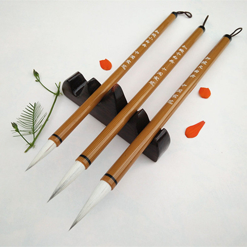 兼毫狼毫湖宣笔初学加健大 中 小白云大小楷欧楷学生专用毛笔批发