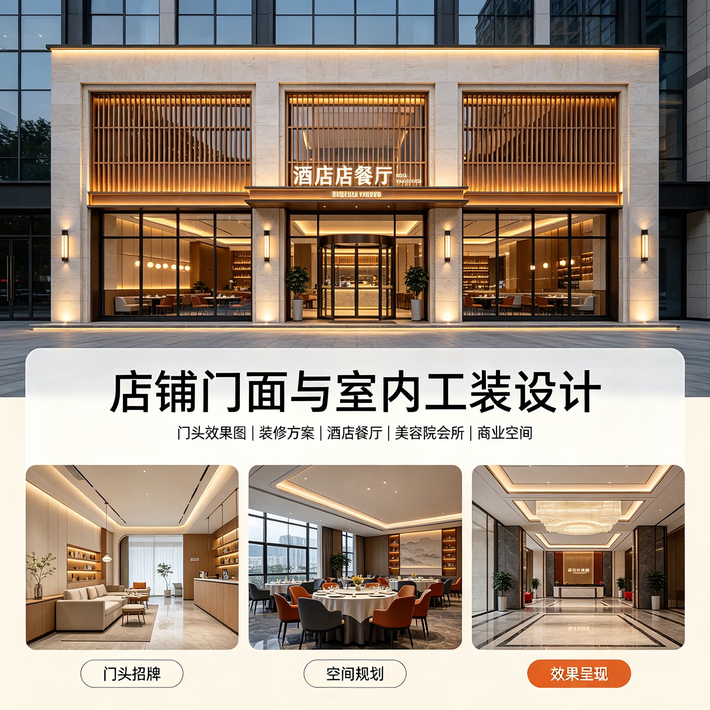 门头设计效果图制作店铺门面装修
