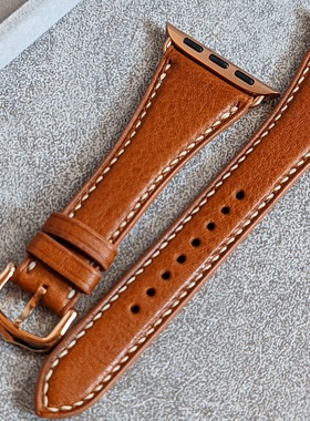 适用AppleWatchS10987苹果手表真皮女式表带iWatchSE代通用小蛮腰