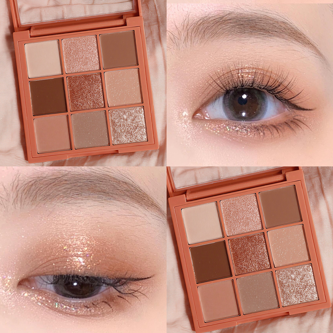 coolbarbee九宫格 哑光大地色橘棕女新手日常淡妆眼影盘2025新款