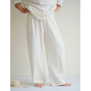 子 质朴顺畅白裤 60%亚麻 40%汉麻