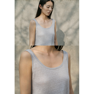 王悠悠 100%亚麻背心，适合浅色多层次内搭 轻薄透气打底吊带