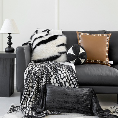 轻奢高级感沙发抱枕法式客厅皮沙发靠垫腰靠枕卧室床头靠背垫毛毯