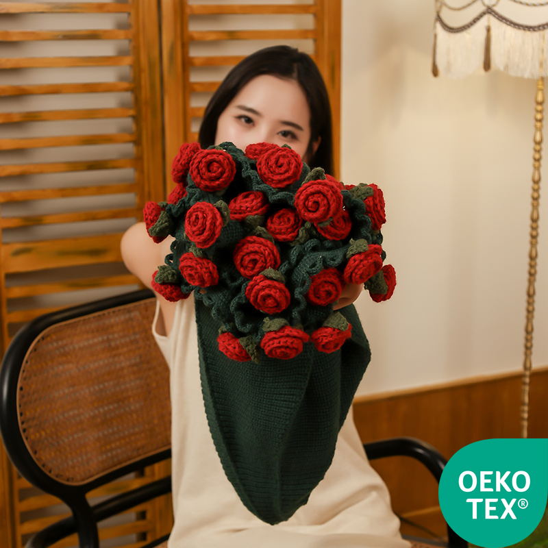 花束毯子成品手工玫瑰花针织毯子午睡盖腿小毯子披肩毛毯沙发盖毯