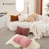 蝴蝶结毛绒沙发抱枕网红ins风可爱睡觉枕头简约纯色靠背垫靠枕