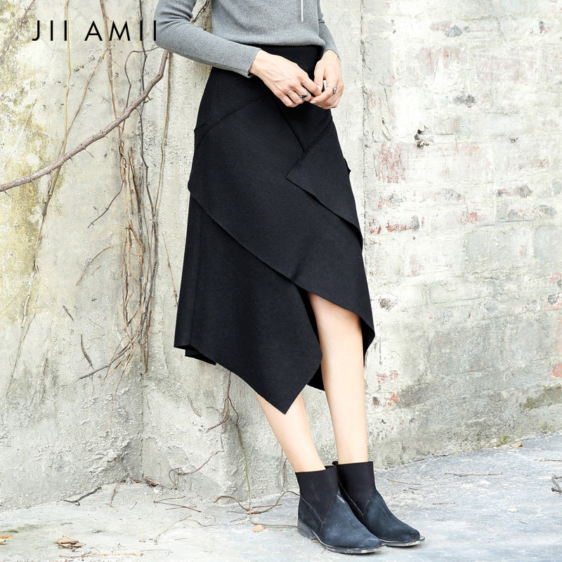 JII AMII skirt Autumn and winter black new pattern Irregular Mosaic Solid Versatile skirt The dressin the Women's clothing/Boutique , Skirts  category - from Buy2taobao.com to provide professional Taobao agent buy service