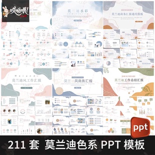 莫兰迪高级感ppt模板撞色简约商务策划工作总结汇报演讲wps可编辑