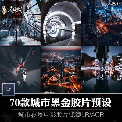 城市街景黑金效果复古ps胶片滤镜lightroom预设ACR调色街拍人像