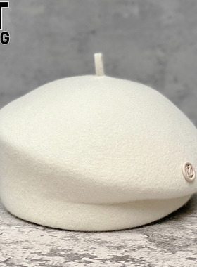 香港I.Tgreg百搭白色贝雷帽子女画家帽秋冬英伦蓓蕾帽羊毛呢礼帽