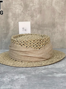 香港I.Tgreg女士法式度假草帽草编凹顶防晒遮阳帽复古百搭沙滩帽