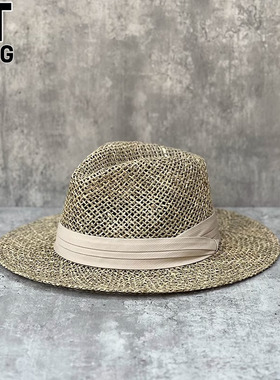 香港I.Tgreg女士时尚镂空平檐草帽百搭海边沙滩旅行牛仔草编礼帽