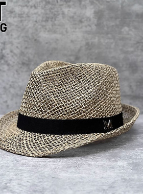 香港I.Tgreg男女镂空透气爵士帽手编草帽定型礼帽休闲出游遮阳帽