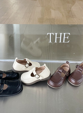 TOPSTAR女童公主小皮鞋2025春秋新款软底儿童方口黑色宝宝皮单鞋