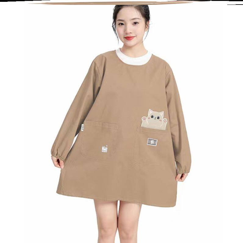 时尚围裙女洋气冬天短款小个子厨房反穿衣日韩系韩版女棉罩衣韦裙