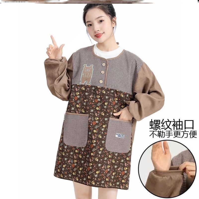 罩衣全包吃货民族风围裙长袖成人罩衣反穿衣特别好看的家用韩版女