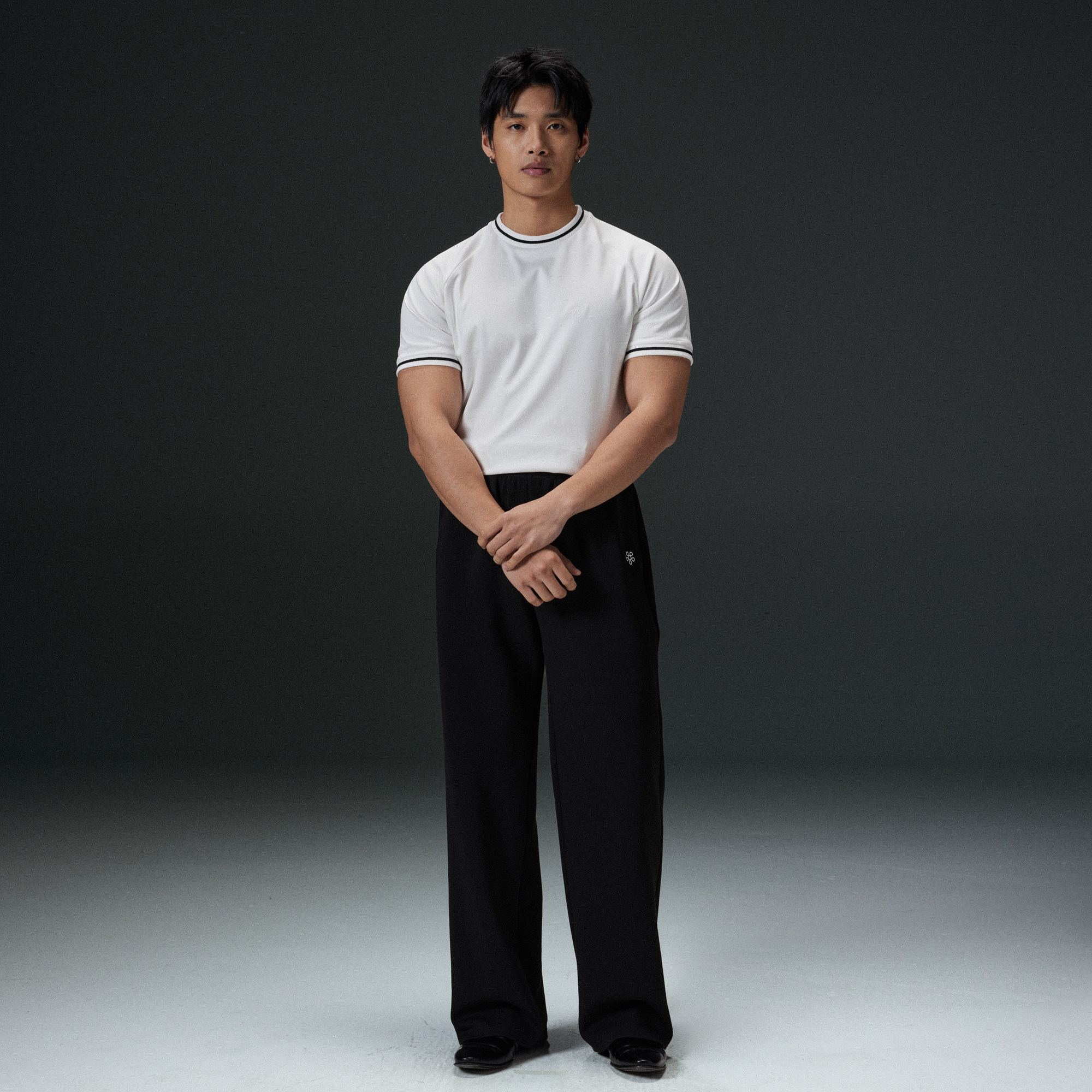 AFTERGLOW液氨棉螺纹拼接休闲男装短袖 春夏通勤百搭显身材TEE