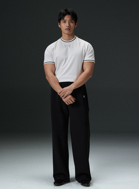 AFTERGLOW液氨棉螺纹拼接休闲男装短袖 春夏通勤百搭显身材TEE